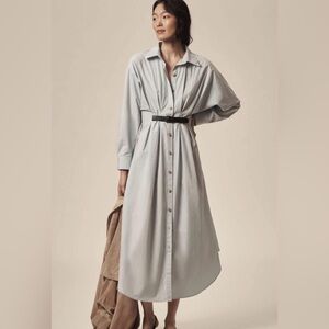 ANTHROPOLOGIE PLEATED BUCKLE MIDI SHIRT DRESS